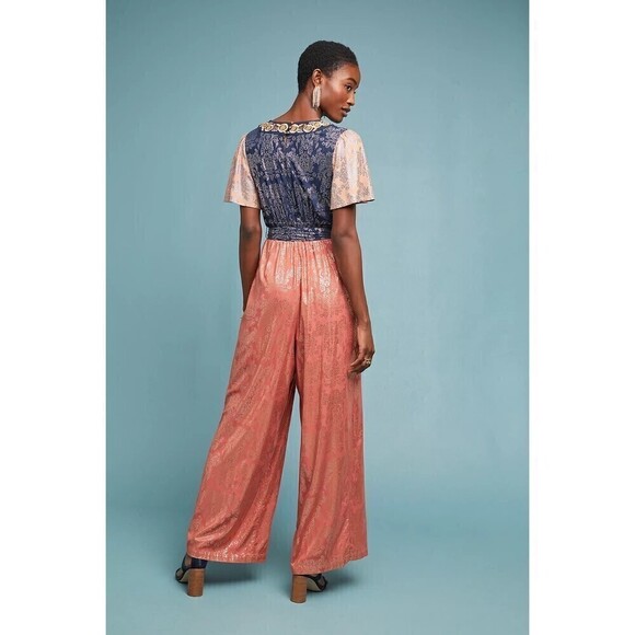 Anthropologie Akemi + Kin Sofia Metallic Jumpsuit Size US 4 - Picture 3 of 13